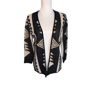 Cool Line Ltd Vintage Sz S Aztec Print Western Dark Academia Open Knit Cardigan